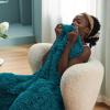 imageBedsure GentleSoft Fluffy Sherpa Fleece Faux Fur Blankets Queen Size for Bed Bedroom Decor Winter Thick Warm Full Queen Blankets Fuzzy Plush Soft Heavy Mink Tie Dye Grey Bedding Cozy Gifts 90x9018 Teal