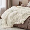 imageBedsure GentleSoft Fluffy Sherpa Fleece Faux Fur Blankets Queen Size for Bed Bedroom Decor Winter Thick Warm Full Queen Blankets Fuzzy Plush Soft Heavy Mink Tie Dye Grey Bedding Cozy Gifts 90x9001 Cream