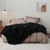 imageBedsure GentleSoft Fluffy Sherpa Fleece Faux Fur Blankets Queen Size for Bed Bedroom Decor Winter Thick Warm Full Queen Blankets Fuzzy Plush Soft Heavy Mink Tie Dye Grey Bedding Cozy Gifts 90x9005 Black