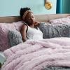 imageBedsure GentleSoft Fluffy Sherpa Fleece Faux Fur Blankets Queen Size for Bed Bedroom Decor Winter Thick Warm Full Queen Blankets Fuzzy Plush Soft Heavy Mink Tie Dye Grey Bedding Cozy Gifts 90x9012 Lavender