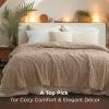 imageBedsure GentleSoft Throw Blanket for Couch  Soft Cozy Fall Blanket Gifts for Women Teen Girls Fuzzy Fluffy Fleece Throw Boho Home Room Fall Decor Aesthetic Halloween Christmas White 50x60 InchesBrown