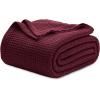 imageBedsure Gentlesoft 100 Cotton Blanket Queen Size for Bed  Breathable and Soft Waffle Weave Blanket for Summer Thick Cozy Fall Blankets for Women Gift White 90x90 Inches08  Red
