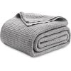 imageBedsure Gentlesoft 100 Cotton Blanket Queen Size for Bed  Breathable and Soft Waffle Weave Blanket for Summer Thick Cozy Fall Blankets for Women Gift White 90x90 Inches04  Grey