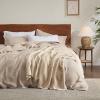 imageBedsure Gentlesoft 100 Cotton Blanket Queen Size for Bed  Breathable and Soft Waffle Weave Blanket for Summer Thick Cozy Fall Blankets for Women Gift White 90x90 Inches02  Yellowish Cream