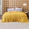 imageBedsure Gentlesoft 100 Cotton Blanket Queen Size for Bed  Breathable and Soft Waffle Weave Blanket for Summer Thick Cozy Fall Blankets for Women Gift White 90x90 Inches07  Mustard Yellow