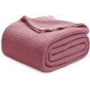 imageBedsure Gentlesoft 100 Cotton Blanket Queen Size for Bed  Breathable and Soft Waffle Weave Blanket for Summer Thick Cozy Fall Blankets for Women Gift White 90x90 Inches08  Dusty Rose