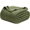 imageBedsure Gentlesoft 100 Cotton Blanket Queen Size for Bed  Breathable and Soft Waffle Weave Blanket for Summer Thick Cozy Fall Blankets for Women Gift White 90x90 Inches03  Olive Green