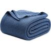 imageBedsure Gentlesoft 100 Cotton Blanket Queen Size for Bed  Breathable and Soft Waffle Weave Blanket for Summer Thick Cozy Fall Blankets for Women Gift White 90x90 Inches05  Navy