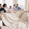 imageBedsure Gentlesoft 100 Cotton Blanket Queen Size for Bed  Breathable and Soft Waffle Weave Blanket for Summer Thick Cozy Fall Blankets for Women Gift White 90x90 Inches00  Khaki a Little Bit Yellow