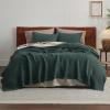 imageBedsure Gentlesoft 100 Cotton Blanket Queen Size for Bed  Breathable and Soft Waffle Weave Blanket for Summer Thick Cozy Fall Blankets for Women Gift White 90x90 Inches03  Dark Green