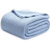 imageBedsure Gentlesoft 100 Cotton Blanket Queen Size for Bed  Breathable and Soft Waffle Weave Blanket for Summer Thick Cozy Fall Blankets for Women Gift White 90x90 Inches05  Sky Blue