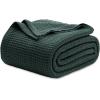 imageBedsure Gentlesoft 100 Cotton Blanket Queen Size for Bed  Breathable and Soft Waffle Weave Blanket for Summer Thick Cozy Fall Blankets for Women Gift White 90x90 Inches03  Dark Green