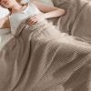 imageBedsure Gentlesoft 100 Cotton Blanket Queen Size for Bed  Breathable and Soft Waffle Weave Blanket for Summer Thick Cozy Fall Blankets for Women Gift White 90x90 Inches02  Taupe