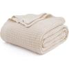 imageBedsure Gentlesoft 100 Cotton Blanket Queen Size for Bed  Breathable and Soft Waffle Weave Blanket for Summer Thick Cozy Fall Blankets for Women Gift White 90x90 Inches00  Khaki a Little Bit Yellow