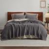 imageBedsure Gentlesoft 100 Cotton Blanket Queen Size for Bed  Breathable and Soft Waffle Weave Blanket for Summer Thick Cozy Fall Blankets for Women Gift White 90x90 Inches04  Dark Grey