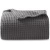 imageBedsure Gentlesoft 100 Cotton Blanket Queen Size for Bed  Breathable and Soft Waffle Weave Blanket for Summer Thick Cozy Fall Blankets for Women Gift White 90x90 Inches04  Dark Grey