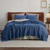 imageBedsure Gentlesoft 100 Cotton Blanket Queen Size for Bed  Breathable and Soft Waffle Weave Blanket for Summer Thick Cozy Fall Blankets for Women Gift White 90x90 Inches05  Navy