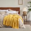 imageBedsure Gentlesoft 100 Cotton Blanket Queen Size for Bed  Breathable and Soft Waffle Weave Blanket for Summer Thick Cozy Fall Blankets for Women Gift White 90x90 Inches07  Mustard Yellow