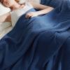 imageBedsure Gentlesoft 100 Cotton Blanket Queen Size for Bed  Breathable and Soft Waffle Weave Blanket for Summer Thick Cozy Fall Blankets for Women Gift White 90x90 Inches05  Navy