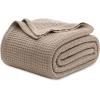 imageBedsure Gentlesoft 100 Cotton Blanket Queen Size for Bed  Breathable and Soft Waffle Weave Blanket for Summer Thick Cozy Fall Blankets for Women Gift White 90x90 Inches02  Taupe