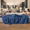 imageBedsure Gentlesoft 100 Cotton Blanket Queen Size for Bed  Breathable and Soft Waffle Weave Blanket for Summer Thick Cozy Fall Blankets for Women Gift White 90x90 Inches05  Navy