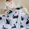imageBedsure Gentlesoft Fleece Sherpa Throw Blanket for Couch Soft Gingham Bedding Thick Warm Blanket for Winter Cozy Gifts for Teen Girls Boys Kids Women Men Cute Plaid Decor for Home 50quotx60quot Brown07 Black Cat
