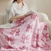 imageBedsure Gentlesoft Fleece Sherpa Throw Blanket for Couch Soft Gingham Bedding Thick Warm Blanket for Winter Cozy Gifts for Teen Girls Boys Kids Women Men Cute Plaid Decor for Home 50quotx60quot Brown10 Pink Bow
