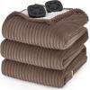 imageBedsure Healing Heated Blanket Throw  Flannel Sherpa Electric Blanket with Inspirational Words Heated Throw with 6 Heating Levels 4 Time Settings 3Hour AutoOff Gift for Grandma 50quotx60quot06  Brown