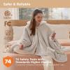 imageBedsure Heated Blanket Wearable Shawl  Electric Wrap Poncho Blanket Hoodie for Adult Winter Gifts for Mom Women Girlfriend Warm Sherpa Heating Throw Auto Shut Off 55x64 inches Burgundy03  Cream