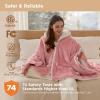 imageBedsure Heated Blanket Wearable Shawl  Electric Wrap Poncho Blanket Hoodie for Adult Winter Gifts for Mom Women Girlfriend Warm Sherpa Heating Throw Auto Shut Off 55x64 inches Burgundy02  Pink