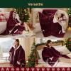 imageBedsure Heated Blanket Wearable Shawl  Electric Wrap Poncho Blanket Hoodie for Adult Winter Gifts for Mom Women Girlfriend Warm Sherpa Heating Throw Auto Shut Off 55x64 inches Burgundy04  Burgundy