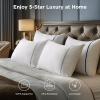 imageBedsure Hotel Pillows Queen Size Set of 4  Luxury Bed Pillows for Sleeping Decoration Strip Diamond Design Cover Fluffy Original Down Alternative Filling for Side Back or Stomach SleepersBlue
