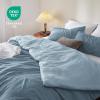 imageBedsure King Size Comforter Set Reversible Grey Soft Prewashed Bedding for All Seasons 3 Pieces Warm Down Alternative Bed Set 1 Lightweight Comforter 104quotx90quot and 2 Pillowcases 20quotx36quot01  Mineral BlueSky