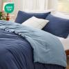 imageBedsure King Size Comforter Set Reversible Grey Soft Prewashed Bedding for All Seasons 3 Pieces Warm Down Alternative Bed Set 1 Lightweight Comforter 104quotx90quot and 2 Pillowcases 20quotx36quot12  NavyBlue