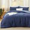 imageBedsure King Size Comforter Set Reversible Grey Soft Prewashed Bedding for All Seasons 3 Pieces Warm Down Alternative Bed Set 1 Lightweight Comforter 104quotx90quot and 2 Pillowcases 20quotx36quot12  NavyBlue