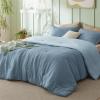 imageBedsure King Size Comforter Set Reversible Grey Soft Prewashed Bedding for All Seasons 3 Pieces Warm Down Alternative Bed Set 1 Lightweight Comforter 104quotx90quot and 2 Pillowcases 20quotx36quot01  Mineral BlueSky