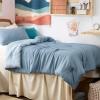 imageBedsure King Size Comforter Set Reversible Grey Soft Prewashed Bedding for All Seasons 3 Pieces Warm Down Alternative Bed Set 1 Lightweight Comforter 104quotx90quot and 2 Pillowcases 20quotx36quot01  Mineral BlueSky