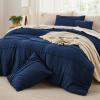 imageBedsure Light Pink Twin XL Comforter Set  3 Pieces Pinch Pleat Bed Set Down Alternative Bedding Sets for All Season 1 Comforter 1 Pillowcase 1 Decorative Pillow01  Navy