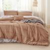 imageBedsure Light Pink Twin XL Comforter Set  3 Pieces Pinch Pleat Bed Set Down Alternative Bedding Sets for All Season 1 Comforter 1 Pillowcase 1 Decorative Pillow19  Taupe