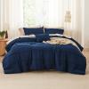 imageBedsure Light Pink Twin XL Comforter Set  3 Pieces Pinch Pleat Bed Set Down Alternative Bedding Sets for All Season 1 Comforter 1 Pillowcase 1 Decorative Pillow07  Navy