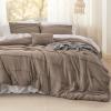 imageBedsure Light Pink Twin XL Comforter Set  3 Pieces Pinch Pleat Bed Set Down Alternative Bedding Sets for All Season 1 Comforter 1 Pillowcase 1 Decorative Pillow03  Brown