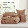 imageBedsure Light Pink Twin XL Comforter Set  3 Pieces Pinch Pleat Bed Set Down Alternative Bedding Sets for All Season 1 Comforter 1 Pillowcase 1 Decorative Pillow19  Taupe