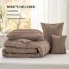 imageBedsure Light Pink Twin XL Comforter Set  3 Pieces Pinch Pleat Bed Set Down Alternative Bedding Sets for All Season 1 Comforter 1 Pillowcase 1 Decorative Pillow03  Brown