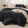 imageBedsure Light Pink Twin XL Comforter Set  3 Pieces Pinch Pleat Bed Set Down Alternative Bedding Sets for All Season 1 Comforter 1 Pillowcase 1 Decorative Pillow01  Black