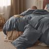 imageBedsure Linen Duvet Cover King  Linen Cotton Blend Duvet Cover Set Light Khaki Color Duvet Cover 3 Pieces 1 Duvet Cover 104 x 90 Inches and 2 Pillowcases Comforter Sold Separately03  Dark Grey No Comforter