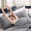 imageBedsure Linen Duvet Cover King  Linen Cotton Blend Duvet Cover Set Light Khaki Color Duvet Cover 3 Pieces 1 Duvet Cover 104 x 90 Inches and 2 Pillowcases Comforter Sold Separately02  Grey No Comforter