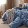 imageBedsure Linen Duvet Cover King  Linen Cotton Blend Duvet Cover Set Light Khaki Color Duvet Cover 3 Pieces 1 Duvet Cover 104 x 90 Inches and 2 Pillowcases Comforter Sold Separately06  Slate Blue No Comforter