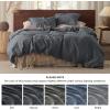 imageBedsure Linen Duvet Cover King  Linen Cotton Blend Duvet Cover Set Light Khaki Color Duvet Cover 3 Pieces 1 Duvet Cover 104 x 90 Inches and 2 Pillowcases Comforter Sold Separately03  Dark Grey No Comforter