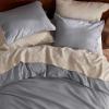 imageBedsure Linen Duvet Cover King  Linen Cotton Blend Duvet Cover Set Light Khaki Color Duvet Cover 3 Pieces 1 Duvet Cover 104 x 90 Inches and 2 Pillowcases Comforter Sold Separately09 Silver Grey No Comforter