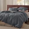 imageBedsure Linen Duvet Cover King  Linen Cotton Blend Duvet Cover Set Light Khaki Color Duvet Cover 3 Pieces 1 Duvet Cover 104 x 90 Inches and 2 Pillowcases Comforter Sold Separately10  Charcoal Grey No Comforter